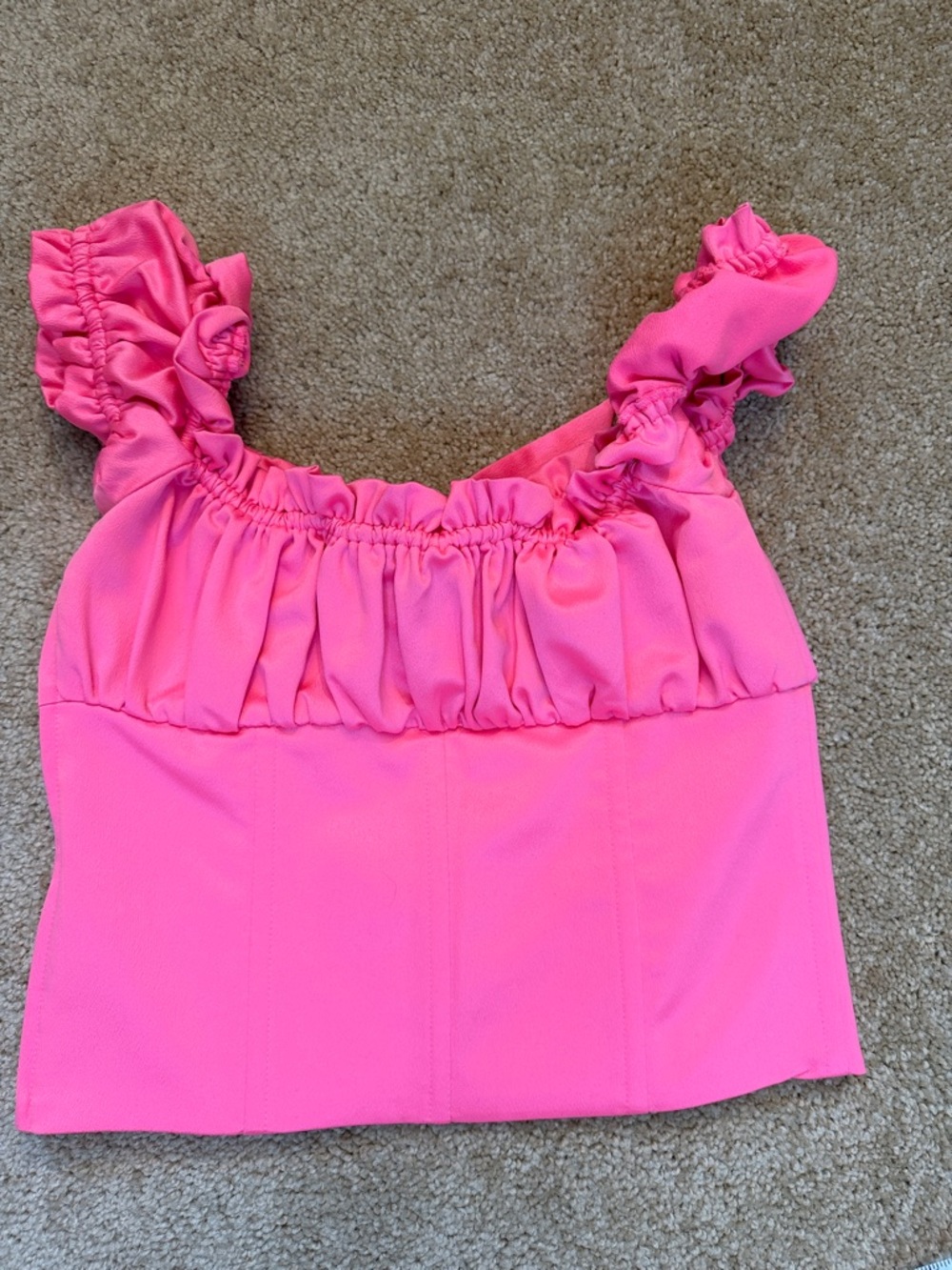 I.AM.GIA Naomi Top Hot Pink Ruffle Tie-Front Crop Top Size Small - Picture 8 of 8